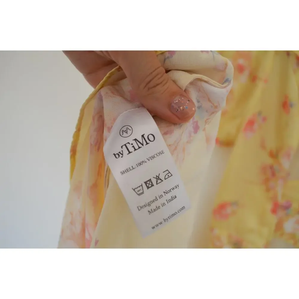 By TiMo Yellow Floral Wrap Style Midi Dress - Picture 7 of 7